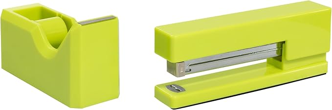 JAM PAPER Office & Desk Sets - 1 Stapler & 1 Tape Dispenser - Lime Green - 2/Pack