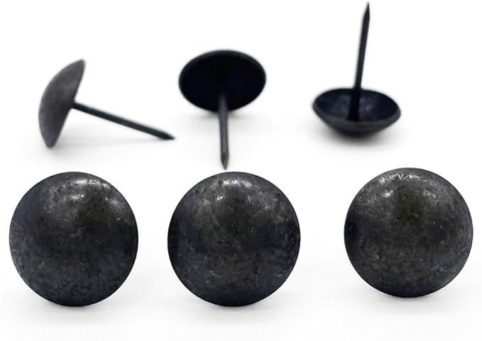 Let's Decorate 100PCS D16mm/0.63" Antique Black Upholstery Tacks, Passed Salt Spray Test for Outdoor Use, Garden Metal Thumb Tacks, Home DIY Decorative Nail Heads Nails (100, 16mm Antique Black)