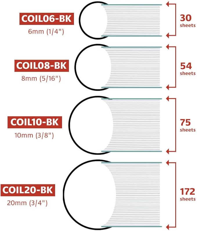TruBind 13mm (1/2 in.) Spiral Binding Coils for Reports, Presentations and Proposals | 4:1 Pitch | 12 in. Length | Black | 105 Sheets Binding Capacity | 100 Pack