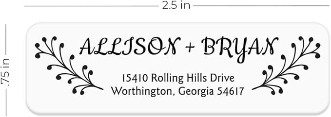 Modern Black and White Rolled Address Labels / 500 Personalized Return Address Labels/Designer Address Stickers in Elegant Plastic Dispenser