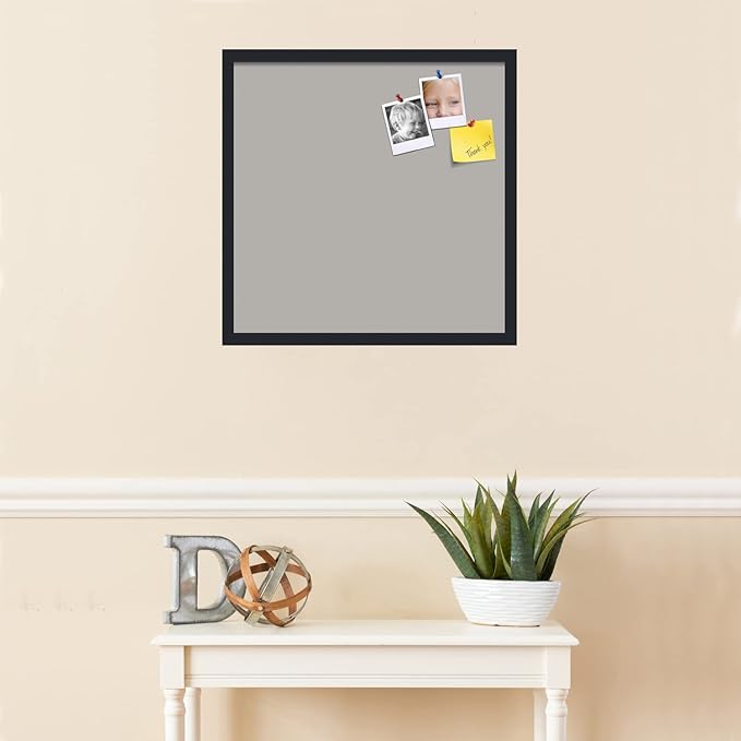 PinPix 22x22 Inch Cork Bulletin Board. This Decorative Framed Pin Board Comes with Dark Stone Design and a Satin Black Frame. Ideal for Home Office Decor or Message Board (PinPix-1808)