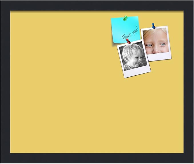 PinPix 17x14 Inch Cork Bulletin Board. This Decorative Framed Pin Board Comes with Honey Pastel Design and a Satin Black Frame. Ideal for Home Office Decor or Message Board (PinPix-1810)