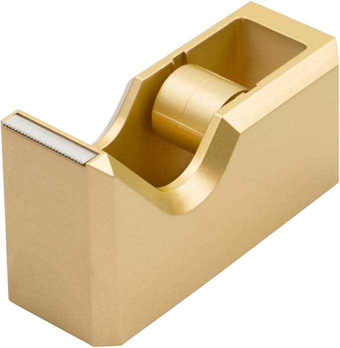JAM PAPER Desk Trio Pack - Gold - Stapler, Tape Dispenser & Pen Holder - 3/Pack