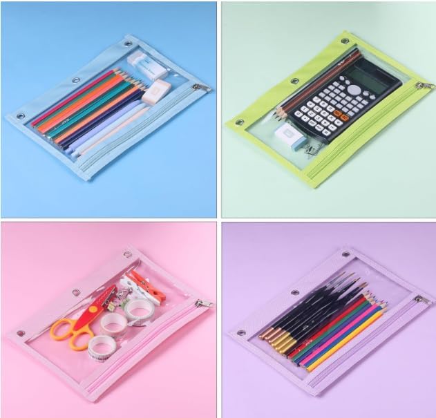 Mr. Pen- Pencil Pouch, 5 Pack, Pencil Pouches with Clear Windows on Both Sides, Clear Zipper Pencil Pouch for 3 Ring Binder Pencil Pouch, Pencil Case for Binder Pouch, 3 Ring Binder Pouch