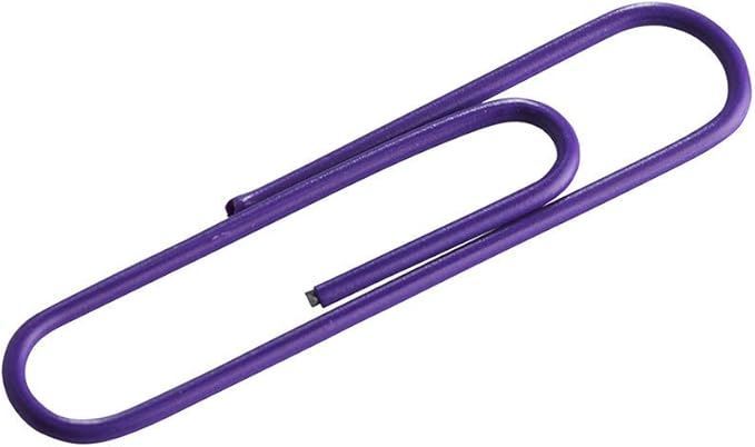 JAM PAPER Colorful Jumbo Paper Clips - Large 2 Inch - Purple Paperclips - 75/Pack