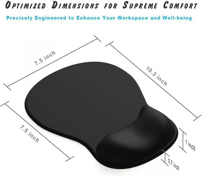 ErgoComfort Gel Wrist Rest Mouse Pad-Ergonomic Office Mousepad with Wrist Support-Non-Slip, Design Desk Accessories Mat for Home&Game Decor (04Graphite Glide)