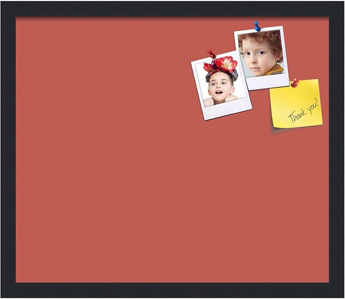 PinPix 20x17 Inch Cork Bulletin Board. This Decorative Framed Pin Board Comes with Crimson Pastel Design and a Satin Black Frame. Ideal for Home Office Decor or Message Board (PinPix-1807)