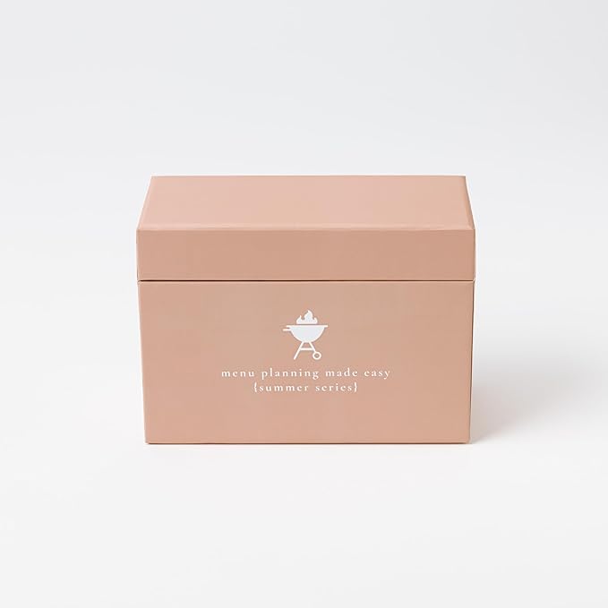 Meal Planner with 72 Recipe Cards (Summer Menu) - Weekly Menu Planner | Sturdy Recipe Box | 12 Reusable Grocery Shopping Lists | 5 Blank Recipe Cards | Recipe Card Protector | Recipe Ideas