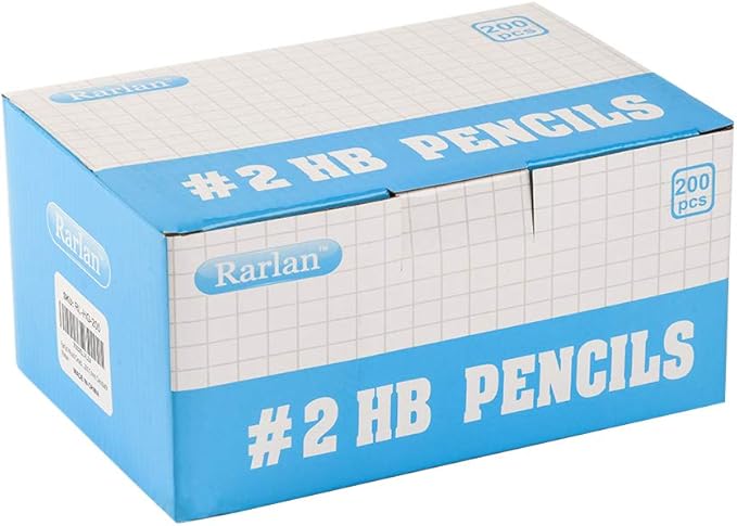 Rarlan Wood-Cased #2 HB Pencils, Pre-sharpened, 200 Count Bulk Pack