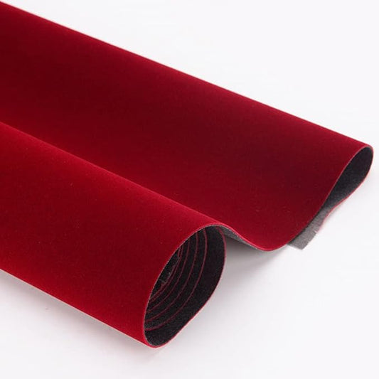 Self Adhesive Wine Red Jewelry Drawer Liner Velvet Shelf Paper Felt Fabric for Art & Crafts, Jewelry Box Liner Solid Color for Dresser Cabinets Arts Crafts Decor 17.7" x 98"