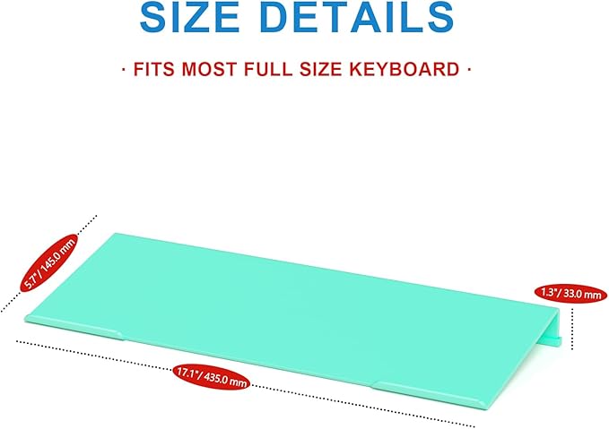 WINFFOR Comfortable Computer Keyboard Stand - Ergonomic Keyboard Riser Acrylic Tilted Keyboard Holder for Easy Typing&Working at Home Office - Fits All Keyboard Sizes - 17'' Wide (Lake Blue)