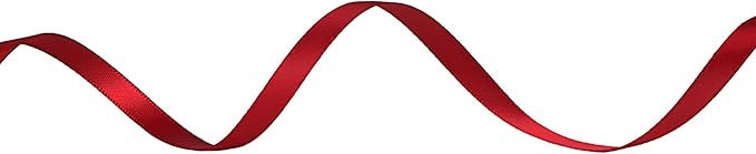 Ribbli Double Faced Scarlet Red Satin Ribbon,1/4” x Continuous 25 Yards,Use for Bows Bouquet,Gift Wrapping,Floral Arrangement