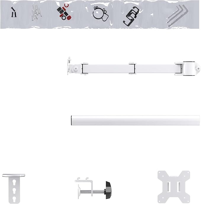 Suptek Single Monitor Arm Desk Mount Fully Adjustable Monitor Stand for 1 / One Screen up to 13" to 32" Extra Tall 15.75 inch Pole,VESA 75x75mm or 100x100mm,White (MD9421W)