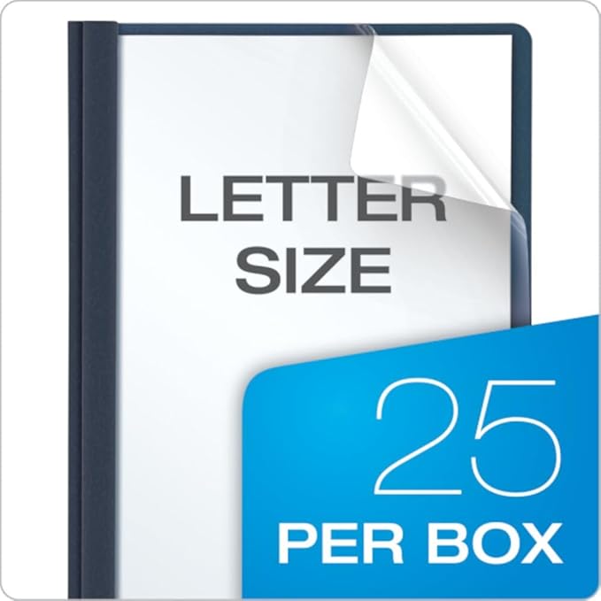 Oxford Clear Front Report Covers, Dark Blue, Letter Size, 25 per Box (55838EE)