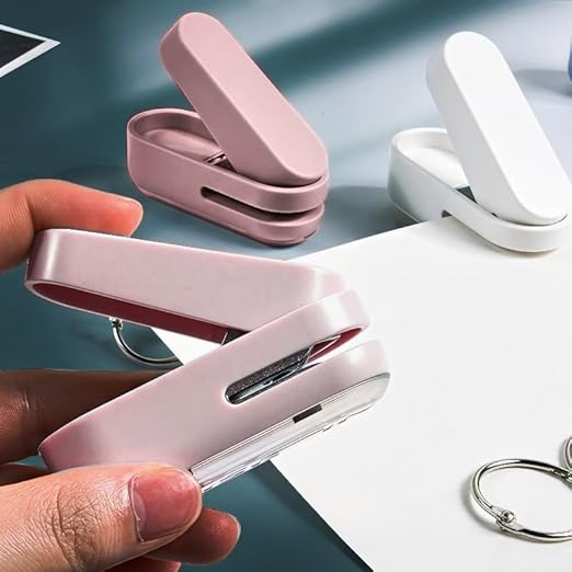 Magnoloran 2 Pack Single Hole Punch, 1/4 inch Mini Small Hole Puncher Heavy Duty Paper Hole Puncher Small Hole Punch One Hole Puncher for Crafts Paper Cards Tags Scrapbook-Pink&White