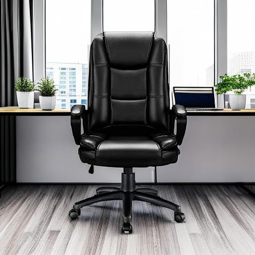 OFIKA Home Office Chair, 400LBS Big and Tall Computer Chair Heavy Duty Design, Ergonomic High Back Cushion Lumbar Back Support, Adjustable Executive Leather with Armrest
