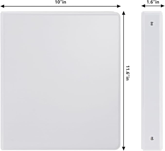 COMIX Sturdy 3 Ring Binder 1 inch with Clear View Cover, 1" Round Ring View Binder, PVC-Free, 200 Sheets Capacity of US Letter Size Paper, Office ＆ School Supplies, 8 Pack (White)