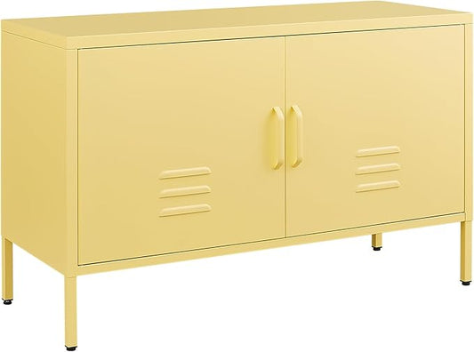 TV Cabinet,Metal Cabinet with Doors,Morden TV Stands for Bedroom,Accent Cabinets for Bedroom,Entryway,Yellow