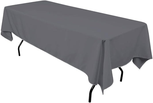 Gee Di Moda Rectangle Tablecloth - 60 x 126" Inch - Charcoal Rectangular Table Cloth for 8 Foot Table in Washable Polyester - Great for Buffet Table, Parties, Holiday Dinner, Wedding & More