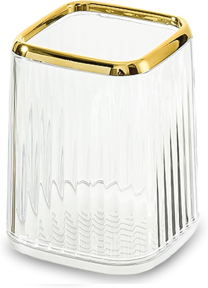 Clear Pen Holder for Desk,Pencil Holder,Makeup Brushes Cup, Desk Pen Pencil Organizer Desktop Supplies and Accessories for Women, Pen Cup Pencil Caddy for Office Home Art Supply