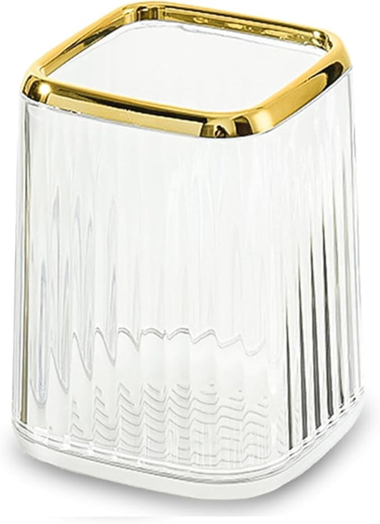 Clear Pen Holder for Desk,Pencil Holder,Makeup Brushes Cup, Desk Pen Pencil Organizer Desktop Supplies and Accessories for Women, Pen Cup Pencil Caddy for Office Home Art Supply