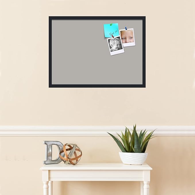 PinPix 28x20 Inch Cork Bulletin Board. This Decorative Framed Pin Board Comes with Dark Stone Design and a Satin Black Frame. Ideal for Home Office Decor or Message Board (PinPix-1808)