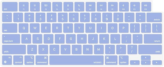 MOSISO Keyboard Cover Skin Compatible with MacBook Air 15 inch M3 A3114 M2 A2941/Air 13.6 A3113 A2681/Pro 14/16 M4 M3 M2 M1, Serenity Blue