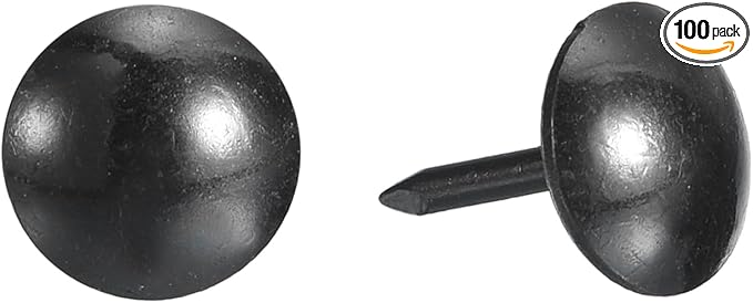 uxcell Upholstery Tacks Nail Pins Furniture, 100Pcs 9x13mm Thumb Tack Pins Assortment Kit Carbon Steel for Home Sofa DIY Decorative Nail Heads Nails, Black