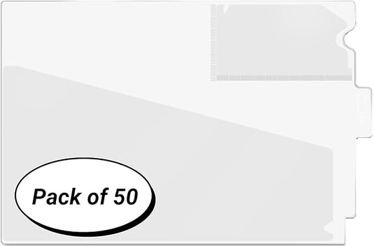 Doctor Stuff - Center Tab Vinyl Outguides, Diagonal Cut Front Pocket, Top Charge Out Slip Pocket, Plastic File Folder, Letter Size 9" x 13-1/4", Frosty Clear, 50/Box