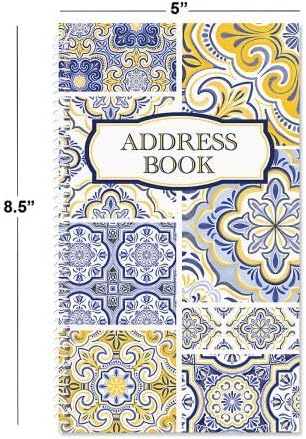 Current Mediterranean Citrus Address Book-94 Pages;Small 5" x 8-1/2" Size for Purse or Office,Spiral Bound Soft Cover Organizer for Contacts,Addresses,Email, & Phone Numbers + 50 Replacement Stickers