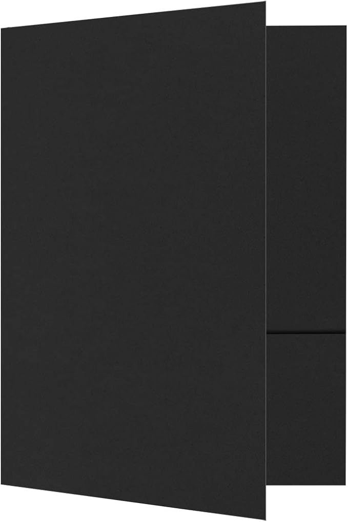 LUXPaper 9" x 12" Presentation Folders | Two Pocket | Midnight Black | 100lb. Cover | 10 Qty