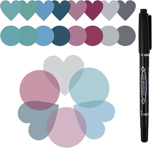 Transparent Sticky Notes, Hommie 480Pcs Morandi Cute Round & Heart Clear Sticky Tabs, Translucent Book Markers Page Flags Stickers, Bible Journaling Accessories Aesthetic Office School Study