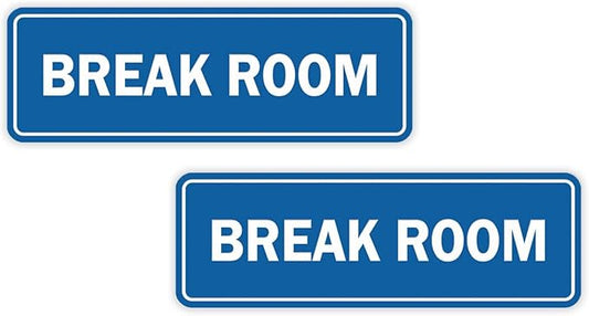 Standard Break Room Door or Wall Sign - Blue - Medium 2 Pack