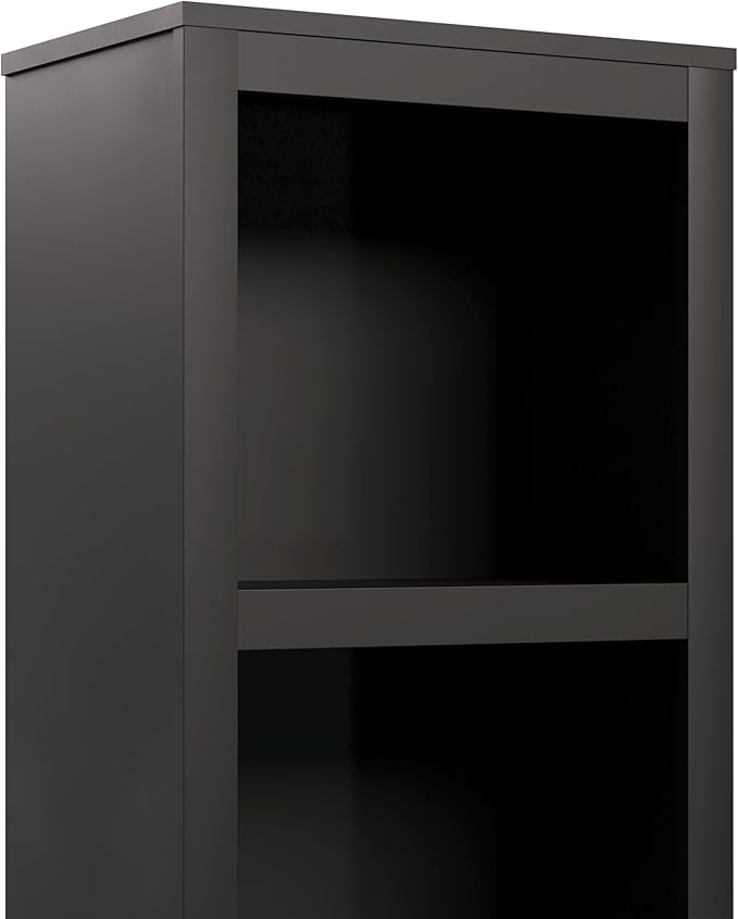 Prepac Moda 80" Tall 5-Tier Narrow Bookcase in Black, Modern Storage Accent Bookshelf with 3 Adjustable Shelves for Home, Office, Living Room, Bedroom