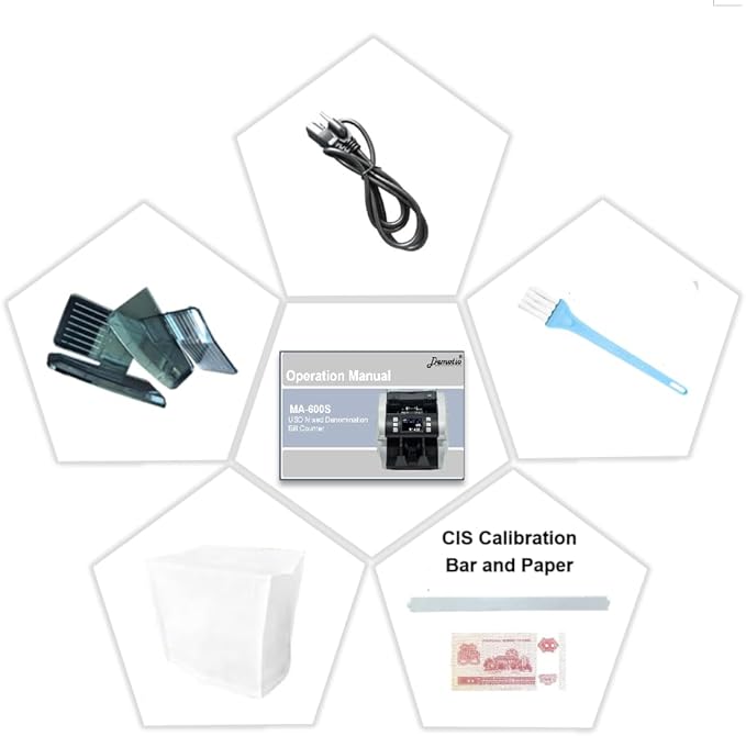 MA-600S Mixed Denomination USD Bill Counter Upgradable Money Counting Machine with CIS Sensor and Bank-Grade Detection & Large External Display Plus Optional Receipt Printing Function