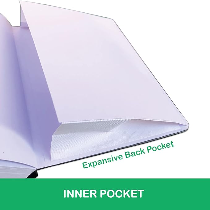 Dotted Notebook Journal 180GSM Bamboo Thick White Paper 160 Pages 5 * 5MM Dot Grid, Lay Flat Binding,Colored Silver Edges, Bookmarks and Expandable Back Pocket (BKP-2)