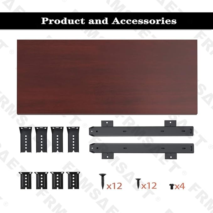 FRMSAET Furniture Accessories Office Product Suits Hardware 20/24/30 inches Keyboard Drawer Tray Wood Holder Under Desk Adjustable Height Platform. (30 inches, Mahogany)