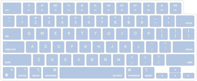 MOSISO Keyboard Cover Skin Compatible with MacBook Air 15 inch M3 A3114 M2 A2941/Air 13.6 A3113 A2681/Pro 14/16 M4 M3 M2 M1, Pastel Blue