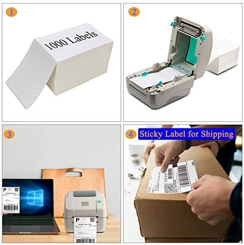 OausTect 4x6 Shipping Label 4000 Fanfold Labels for Rollo, Zebra Direct Thermal Printer, with Perforations