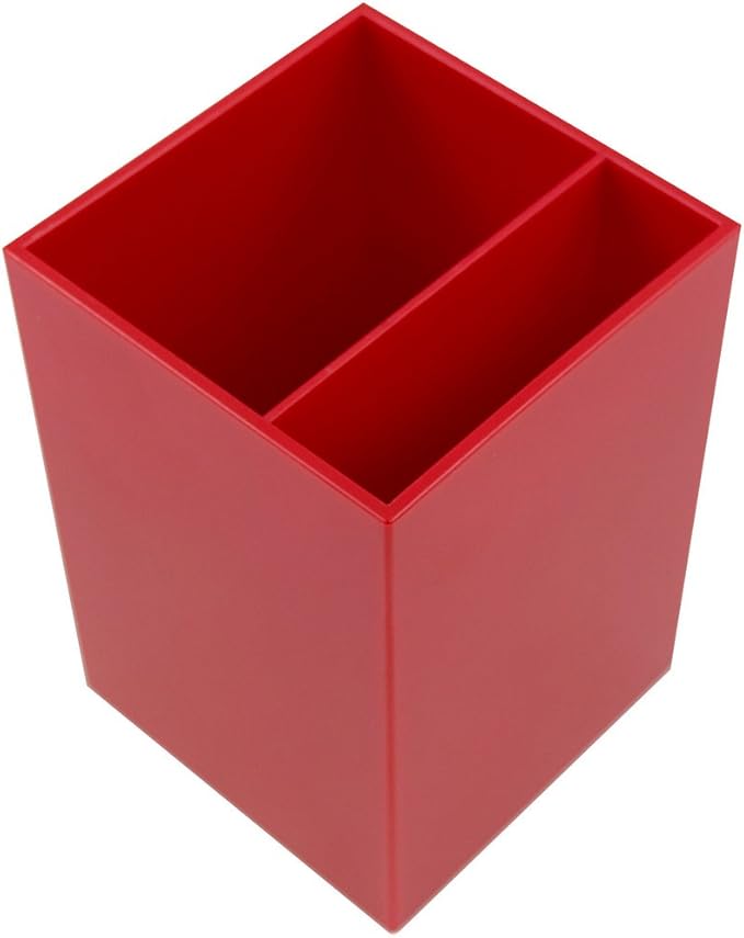 JAM PAPER Plastic Pen Holder - Red - Desktop Pencil Cup - Sold Individually