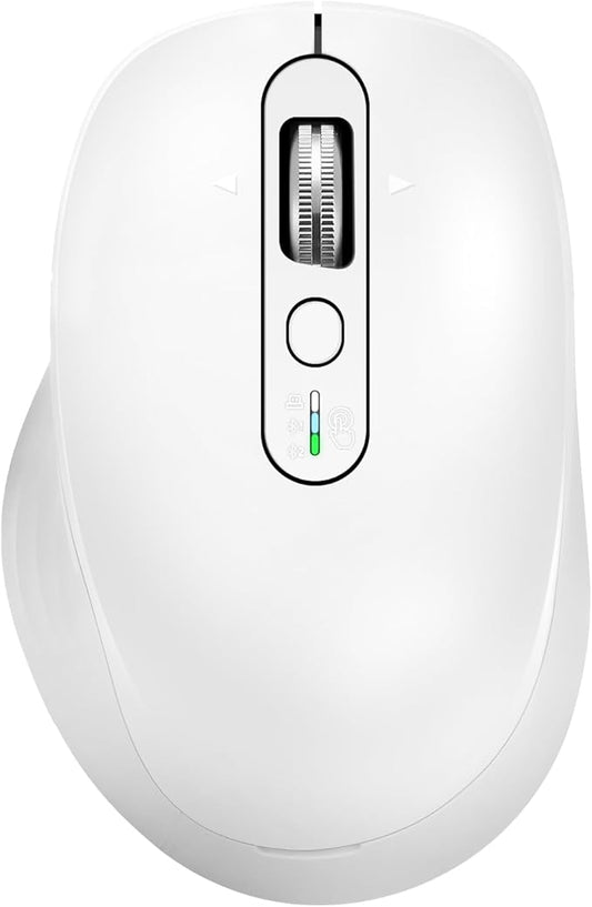 Multi-Device Wireless Bluetooth Mouse, 2.4G USB Receiver and Two Bluetooth, 4-Way Navigation Mice for Computer, Laptop, PC, MacBook, iPad (White)