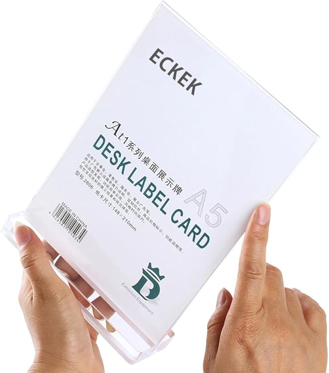 2 Pack Acrylic Sign Holder Menu Displays Double Sided Sign Stand A4/A5/A6 Clear (Black Vertical A4 210×297mm/8.27×11.69 inches)