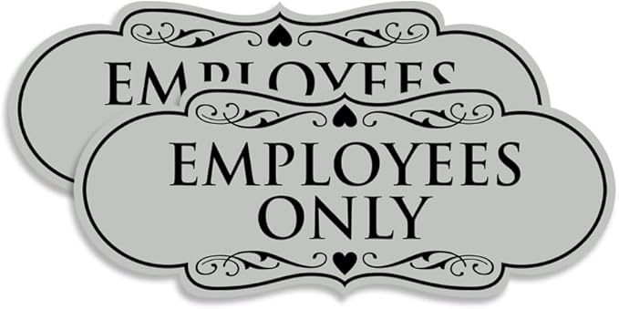 Designer EMPLOYEES ONLY Sign | Easy Installation | Office or Business Signs | Workplace Safety - Lt Gray - Large (2 Pack)