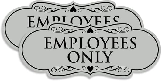 Designer EMPLOYEES ONLY Sign | Easy Installation | Office or Business Signs | Workplace Safety - Lt Gray - Large (2 Pack)