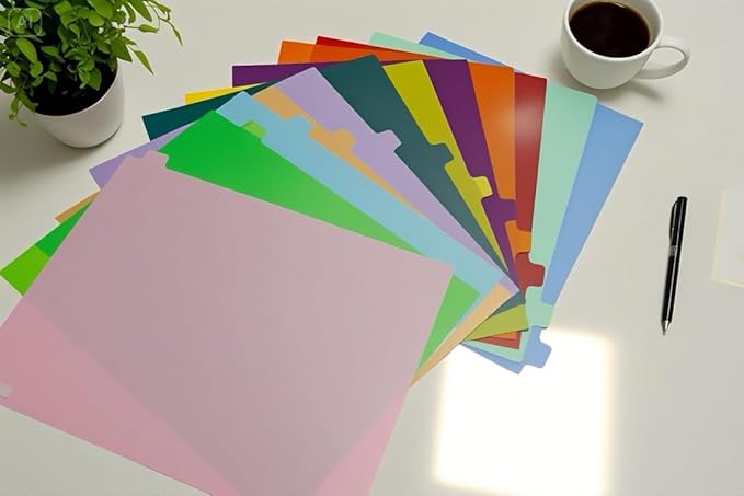 Binder Dividers with Tabs,Monthly Dividers for 3 Ring Binder,12 TABS,Customizable Table of Contents,Multicolor,1 Sets