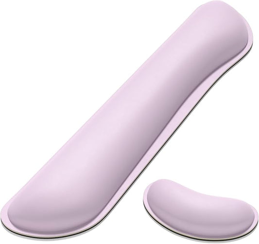 Dapesuom Keyboard Wrist Rest Set, Cute PU Leather Wrist Cushion for Computer Keyboard and Mousepad, Memory Foam Mouse Pad Rests Support with Non-Slip Base for Typing Pain Relief, Laptop, Queen Pink