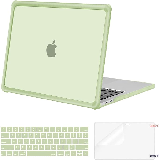 MOSISO Compatible with MacBook Pro 13 inch Case M2 2025-2016 A2338 M1 A2251 A2289 A2159 A1989 A1708 A1706, Anti-Cracking Heavy Duty Plastic TPU Bumper Hard Case&Keyboard Skin&Screen Film, Sage Green