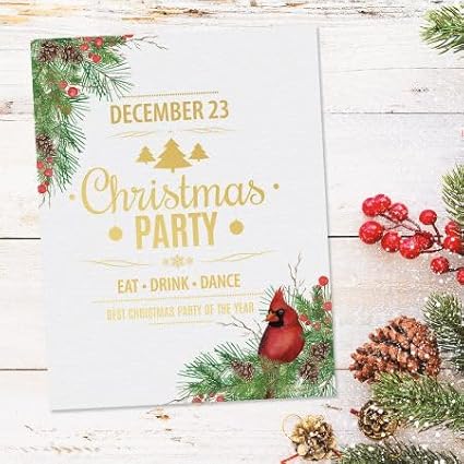 Pine Cardinals Holiday Letter Paper - Set of 25 Christmas stationery papers are 8 1/2" x 11", compatible computer paper