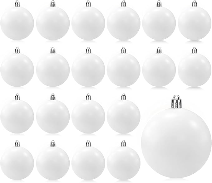 20 Pcs Christmas Ball Ornaments 4 Inch UV Resistant and Waterproof Shatterproof Shiny Plastic Christmas Tree Hanging Ornaments Decoration for Indoor Outdoor Holiday Party(Glossy White)