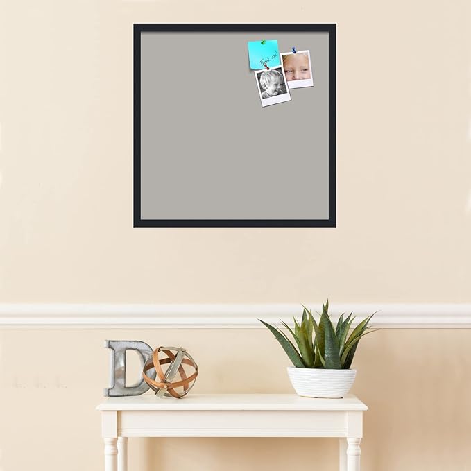 PinPix 24x24 Inch Cork Bulletin Board. This Decorative Framed Pin Board Comes with Dark Stone Design and a Satin Black Frame. Ideal for Home Office Decor or Message Board (PinPix-1808)